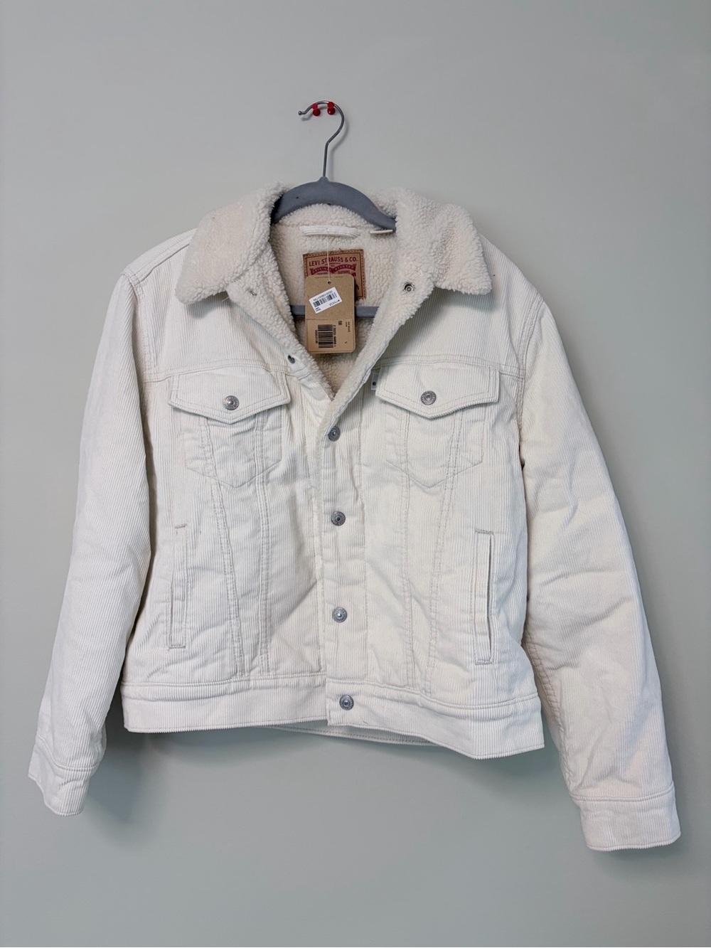 Levi's Women's Cream Corduroy Sherpa Trucker Jacket